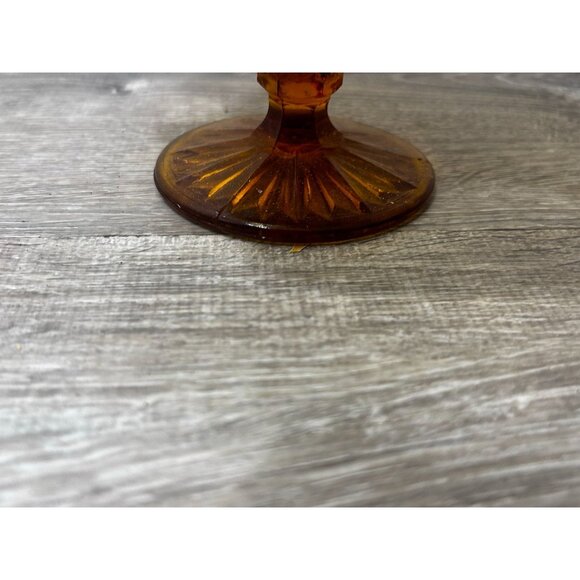 Indiana Glass Fluted Compote Diamond Point Candy Dish Amber Pedestal Ball Stem - Picture 3 of 4